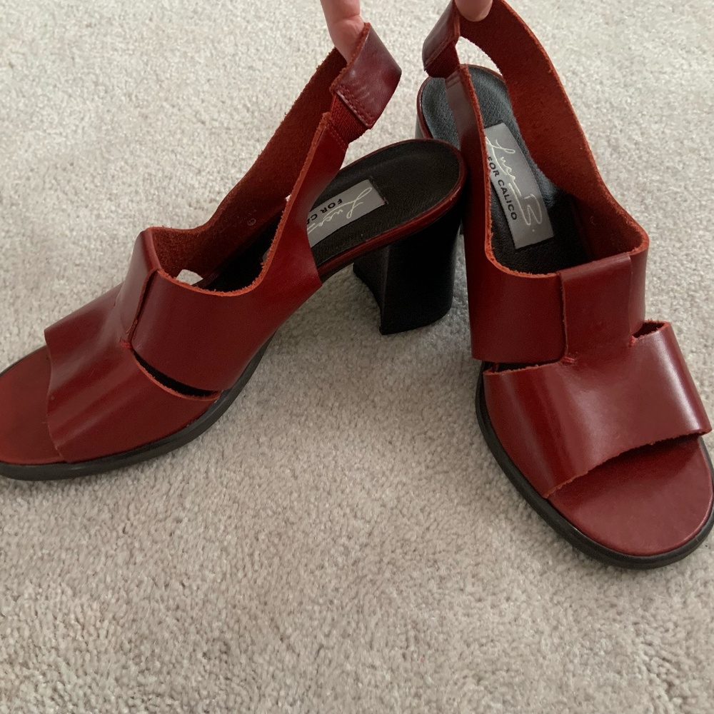 Red Faux Leather Heels